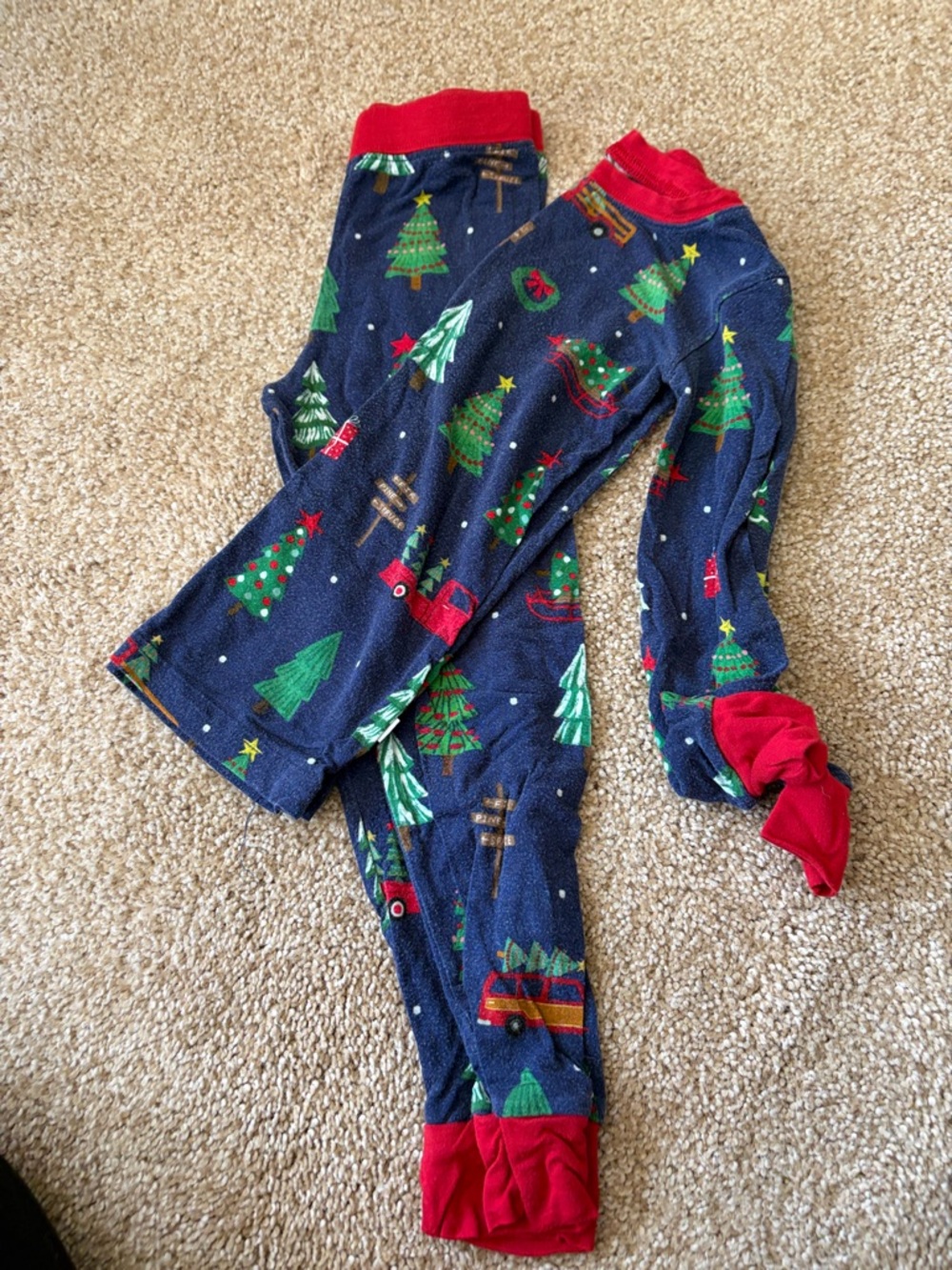 Little Sleepies Navy Christmas Tree Print Pajama Set
